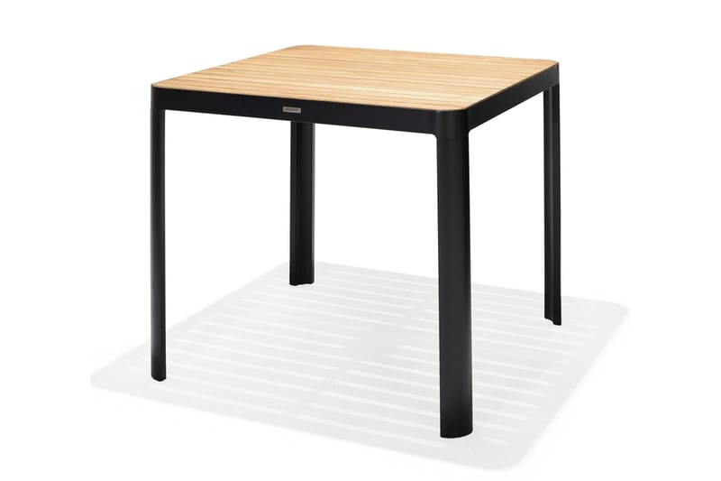 PORTALS Matbord 95 cm Svart/Trä + 4 Stolar - Utemöbler - Utegrupp - Matgrupper utomhus