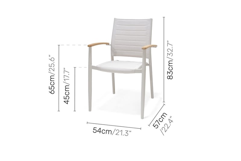 PORTALS Matbord 95 cm Vit/Trä + 4 Karmstolar - Utemöbler - Utegrupp - Matgrupper utomhus