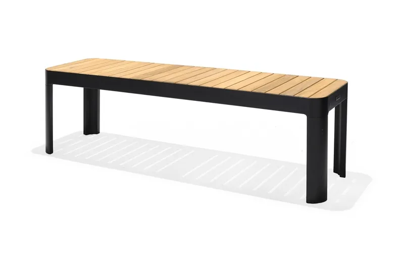 Portals Matgrupp Utomhus 161x95 cm + 2 Bänkar - Teak/Svart - Utemöbler - Utegrupp - Matgrupper utomhus