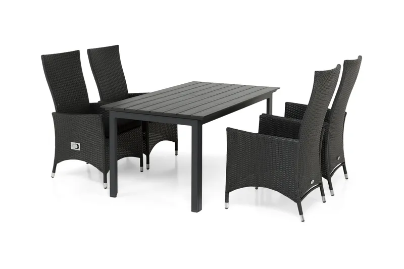 Portland Matgrupp Utomhus 152-210x90 + 4 Jenny Fåtölj Ställbar - Svart - Utemöbler - Utegrupp - Matgrupper utomhus