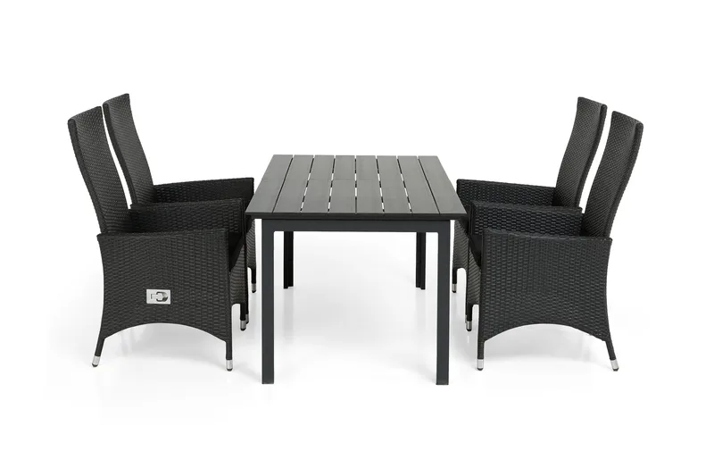 Portland Matgrupp Utomhus 152-210x90 + 4 Jenny Fåtölj Ställbar - Svart - Utemöbler - Utegrupp - Matgrupper utomhus