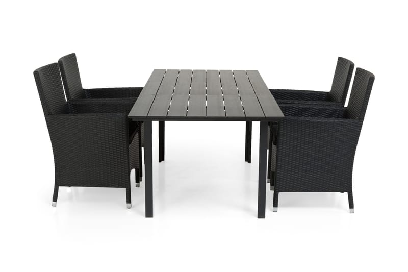 Portland Matgrupp Utomhus 152-210x90 + 4 Thor Fåtölj, Svart