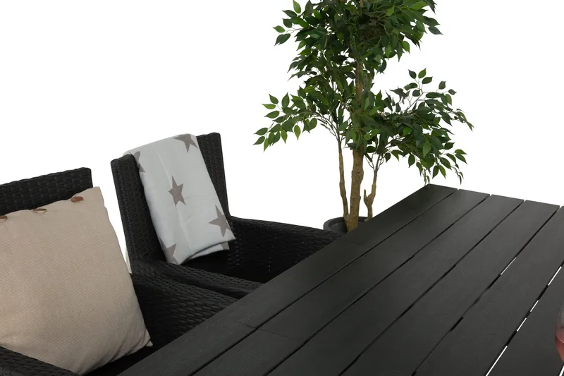 Portland Matgrupp Utomhus 152-210x90 + 4 Thor Fåtölj - Svart - Utemöbler - Utegrupp - Matgrupper utomhus