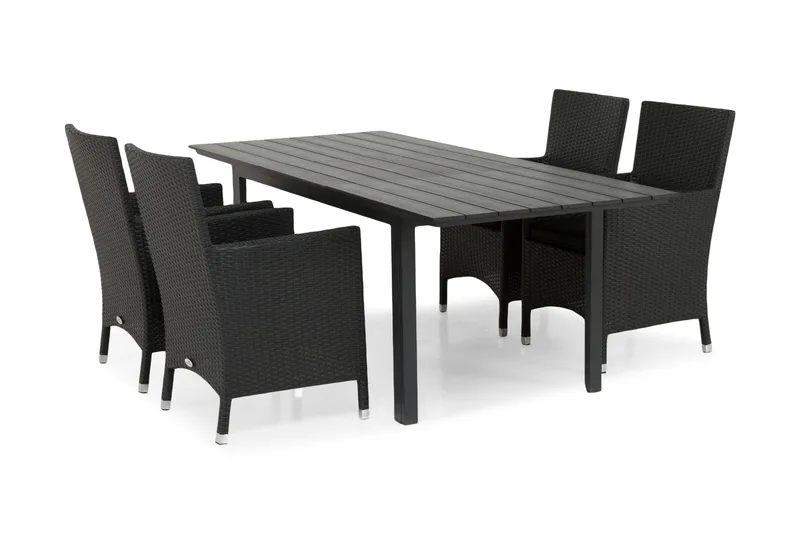 Portland Matgrupp Utomhus 152-210x90 + 4 Thor Fåtölj - Svart - Utemöbler - Utegrupp - Matgrupper utomhus