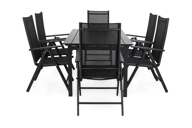 Portland Matgrupp Utomhus 152-210x90 + 6 Maggie Positionsstol - Svart - Utemöbler - Utegrupp - Matgrupper utomhus