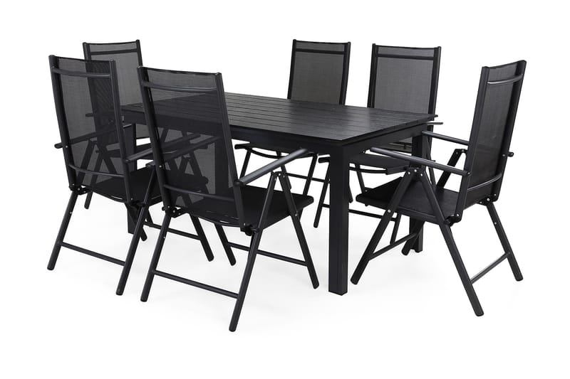 Portland Matgrupp Utomhus 152-210x90 + 6 Maggie Positionsstol - Svart - Utemöbler - Utegrupp - Matgrupper utomhus
