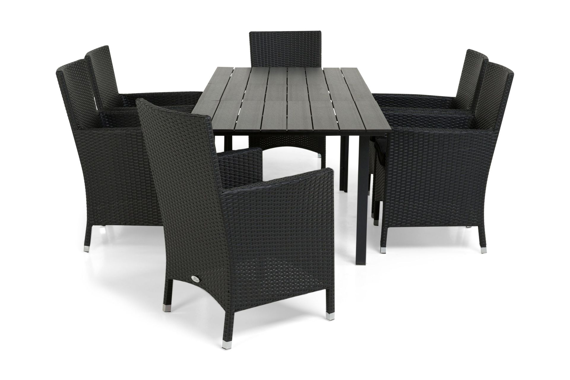 portland matgrupp utomhus 152-210x90 + 6 thor fåtölj - svart