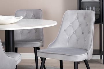 Razzia Matgrupp Utomhus Rund Ø106cm + 4 Velvet Lyx Matstolar - Vit/Svart - Utemöbler - Utegrupp - Matgrupper utomhus