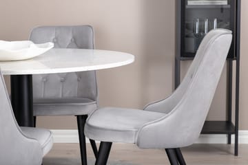 Razzia Matgrupp Utomhus Rund Ø106cm + 4 Velvet Lyx Matstolar - Vit/Svart - Utemöbler - Utegrupp - Matgrupper utomhus
