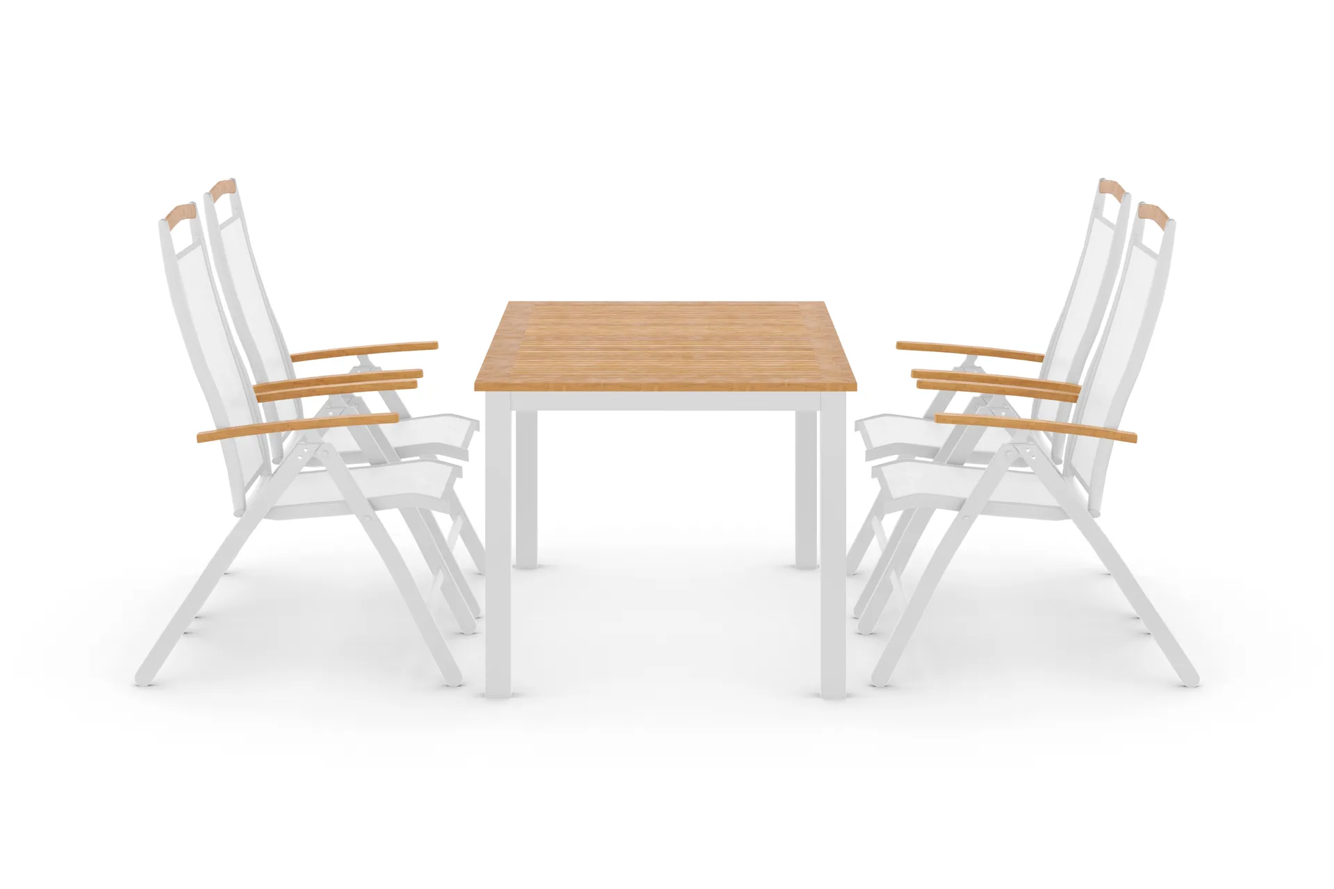 redding bord 152 + 4 positionsstolar lyx vit/teak -