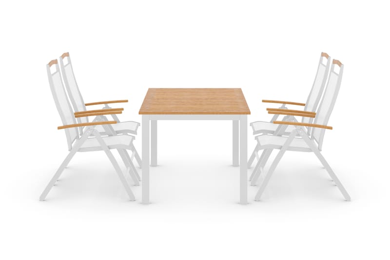 REDDING Bord 152 + 4 Positionsstolar Lyx Vit/Teak