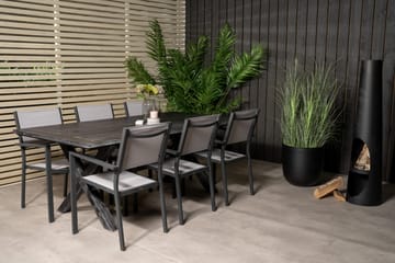 Rives Matgrupp 200 cm + 6 Copacabana Karmstolar Svart - Svart - Utemöbler - Utegrupp - Matgrupper utomhus