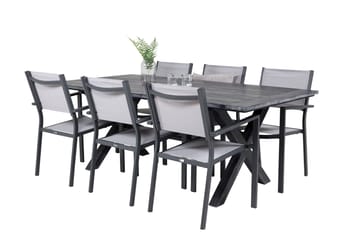 Rives Matgrupp 200 cm + 6 Copacabana Karmstolar Svart - Svart - Utemöbler - Utegrupp - Matgrupper utomhus