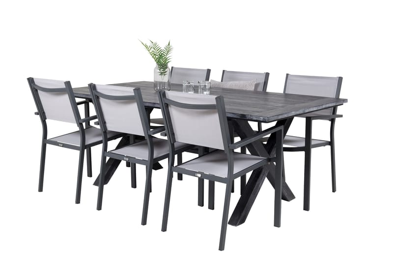 Rives Matgrupp 200 cm + 6 Copacabana Karmstolar Svart - Svart - Utemöbler - Utegrupp - Matgrupper utomhus