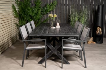 Rives Matgrupp 200 cm + 6 Copacabana Karmstolar Svart - Svart - Utemöbler - Utegrupp - Matgrupper utomhus