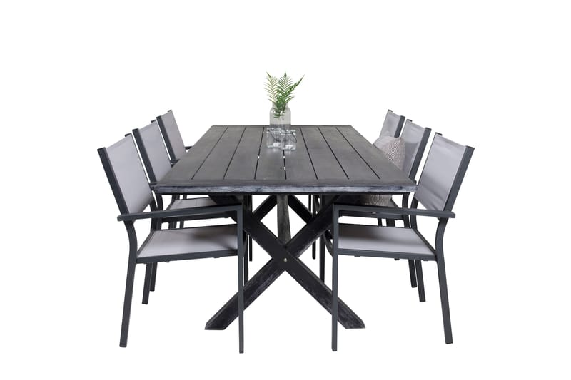 Rives Matgrupp 200 cm + 6 Copacabana Karmstolar Svart - Svart - Utemöbler - Utegrupp - Matgrupper utomhus