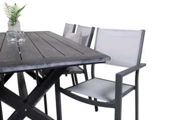 Rives Matgrupp 200 cm + 6 Copacabana Karmstolar Svart - Svart - Utemöbler - Utegrupp - Matgrupper utomhus