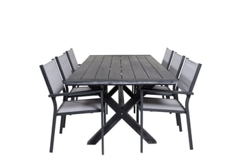 Rives Matgrupp 200 cm + 6 Copacabana Karmstolar Svart - Svart - Utemöbler - Utegrupp - Matgrupper utomhus