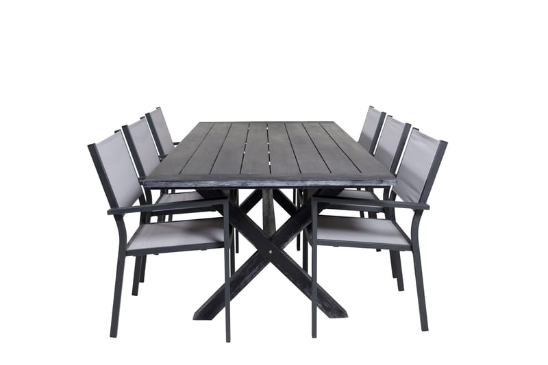 Rives Matgrupp 200 cm + 6 Copacabana Karmstolar Svart - Svart - Utemöbler - Utegrupp - Matgrupper utomhus
