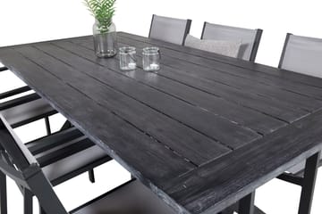 Rives Matgrupp 200 cm + 6 Copacabana Karmstolar Svart - Svart - Utemöbler - Utegrupp - Matgrupper utomhus