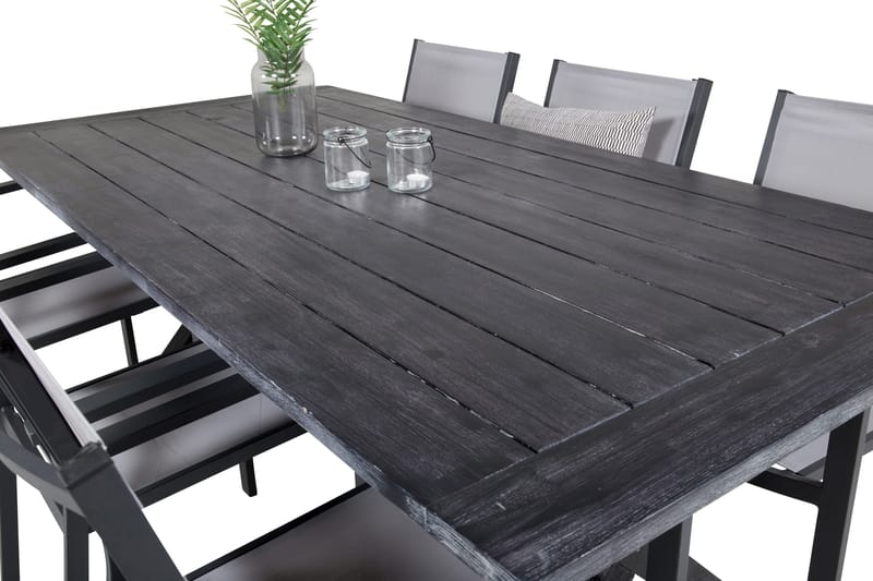 Rives Matgrupp 200 cm + 6 Copacabana Karmstolar Svart - Svart - Utemöbler - Utegrupp - Matgrupper utomhus