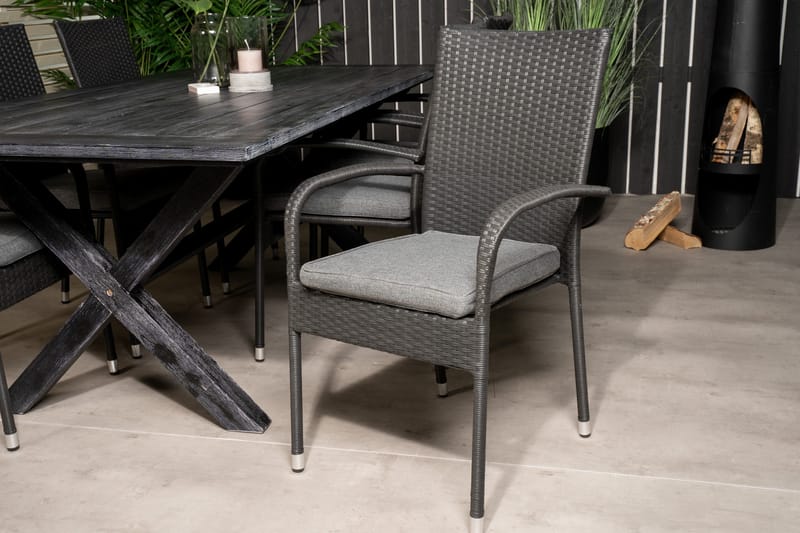 Rives Matgrupp Utomhus 200cm + 6 Anna Karmstolar - Natur - Utemöbler - Utegrupp - Matgrupper utomhus
