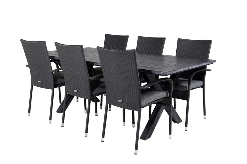 Rives Matgrupp Utomhus 200cm + 6 Anna Karmstolar - Natur - Utemöbler - Utegrupp - Matgrupper utomhus