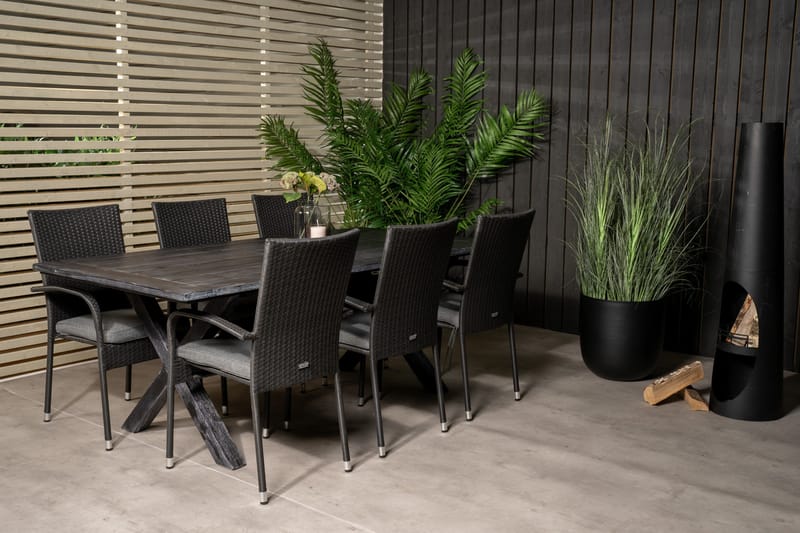 Rives Matgrupp Utomhus 200cm + 6 Anna Karmstolar - Natur - Utemöbler - Utegrupp - Matgrupper utomhus