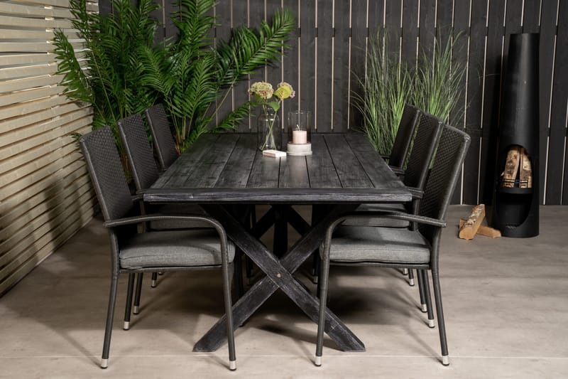 Rives Matgrupp Utomhus 200cm + 6 Anna Karmstolar - Natur - Utemöbler - Utegrupp - Matgrupper utomhus