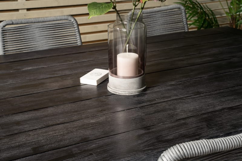 Rives Matgrupp Utomhus 200cm + 6 Lindos Matstolar - Svart/Grå - Utemöbler - Utegrupp - Matgrupper utomhus