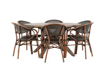 Rosario Matgrupp Utomhus 140 cm Rund med 6 Vila Real Utestolar - Utemöbler - Utegrupp - Matgrupper utomhus