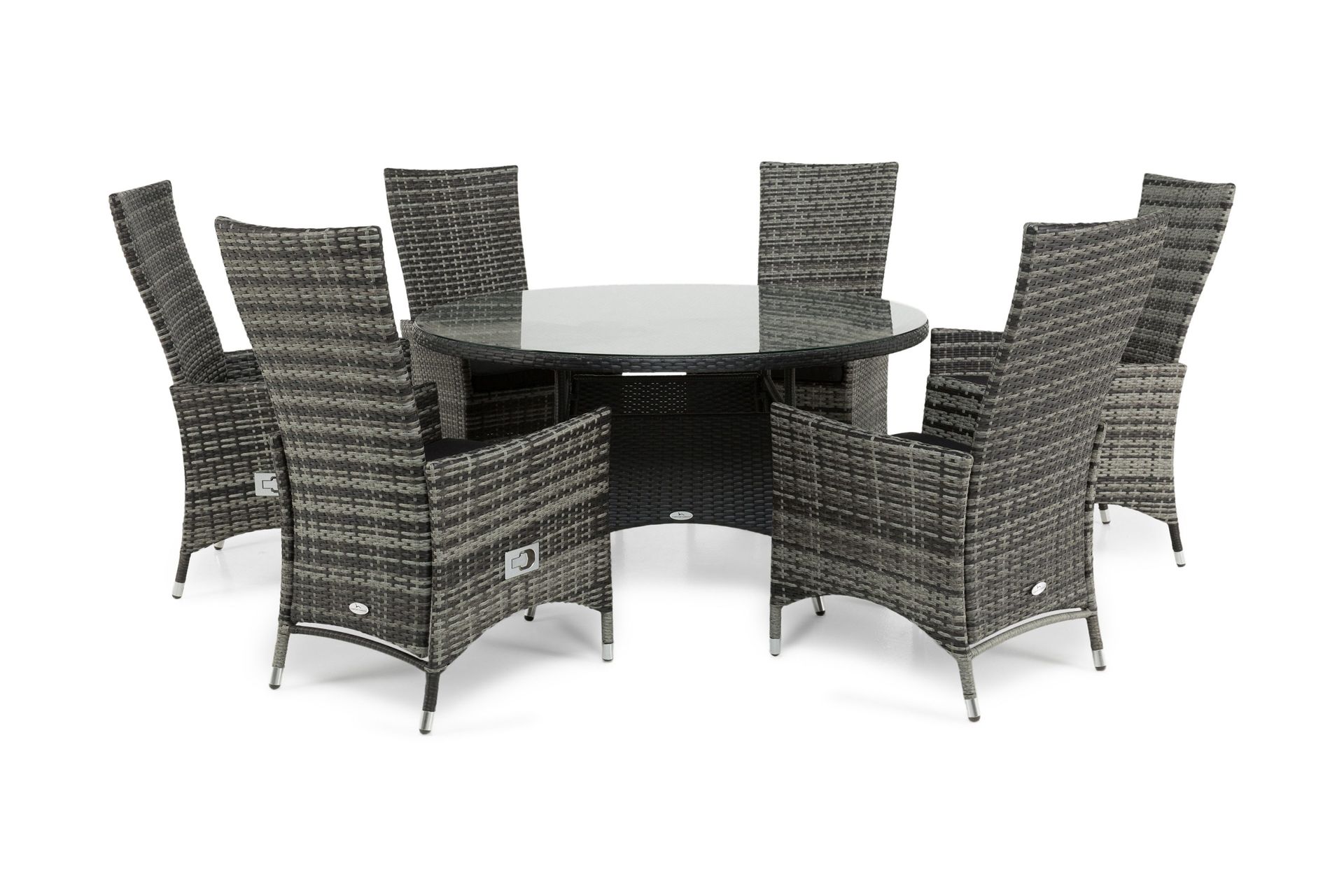 round matgrupp ø140 + 6 jenny ställbar fåtölj - svart/grå