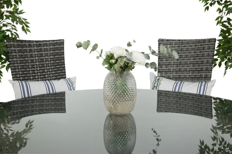 Round Matgrupp Ø140 + 6 Jenny Ställbar Fåtölj - Svart/Grå - Utemöbler - Utegrupp - Matgrupper utomhus