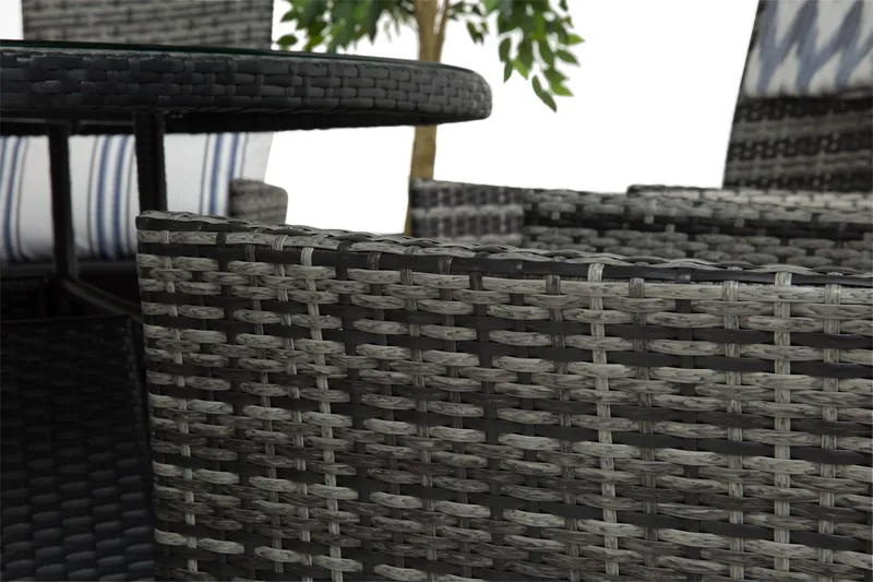 Round Matgrupp Ø140 + 6 Jenny Ställbar Fåtölj - Svart/Grå - Utemöbler - Utegrupp - Matgrupper utomhus