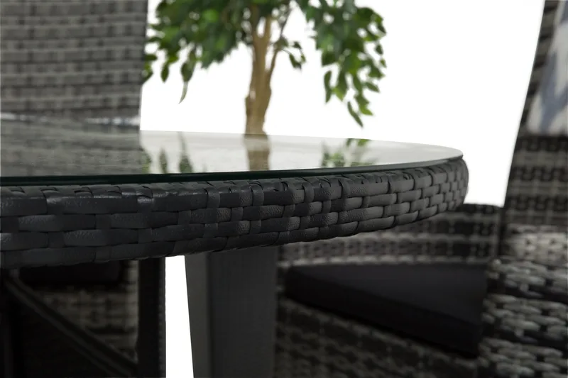 Round Matgrupp Ø140 + 6 Jenny Ställbar Fåtölj - Svart/Grå - Utemöbler - Utegrupp - Matgrupper utomhus