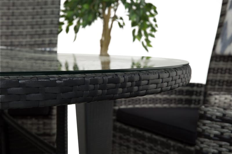 Round Matgrupp Ø140 + 6 Jenny Ställbar Fåtölj - Svart/Grå - Utemöbler - Utegrupp - Matgrupper utomhus