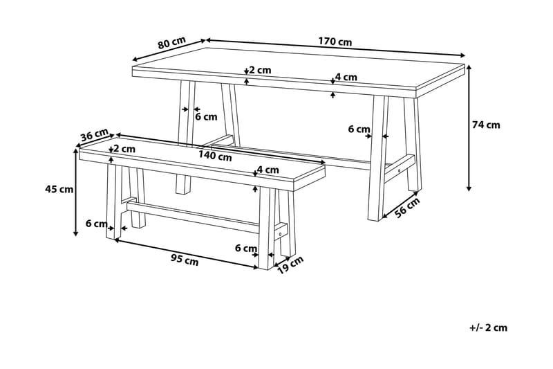 SCANIA Trädgårdmöbelset Utebord+ 2 Bänkar Utomhus 80 cm - Utemöbler - Utegrupp - Matgrupper utomhus