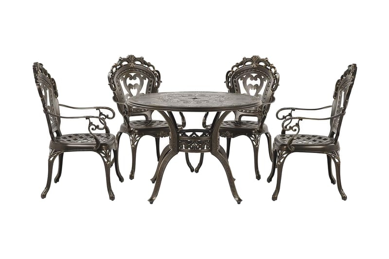 Scario Matgrupp Utomhus 100 cm + 4 Utestolar - Brun - Utemöbler - Utegrupp - Matgrupper utomhus