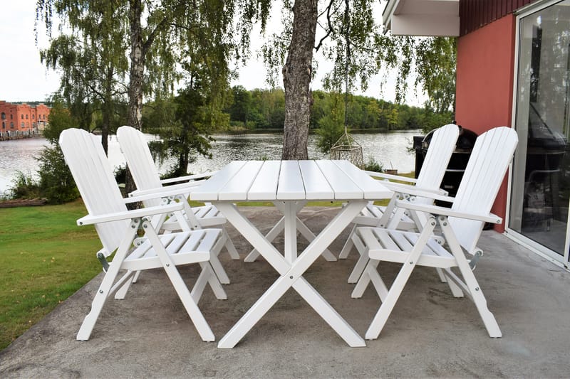 SCOTTSDALE Bord 150 cm Vit + 4 KUNGSHAMN Stol Vit - KWA - Utemöbler - Utegrupp - Matgrupper utomhus