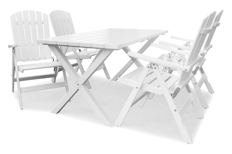 SCOTTSDALE Bord 150 cm Vit + 4 KUNGSHAMN Stol Vit - KWA - Utemöbler - Utegrupp - Matgrupper utomhus
