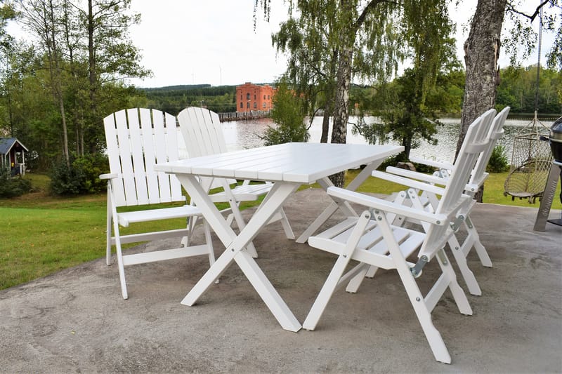 SCOTTSDALE Bord 150 cm Vit + 4 KUNGSHAMN Stol Vit - KWA - Utemöbler - Utegrupp - Matgrupper utomhus
