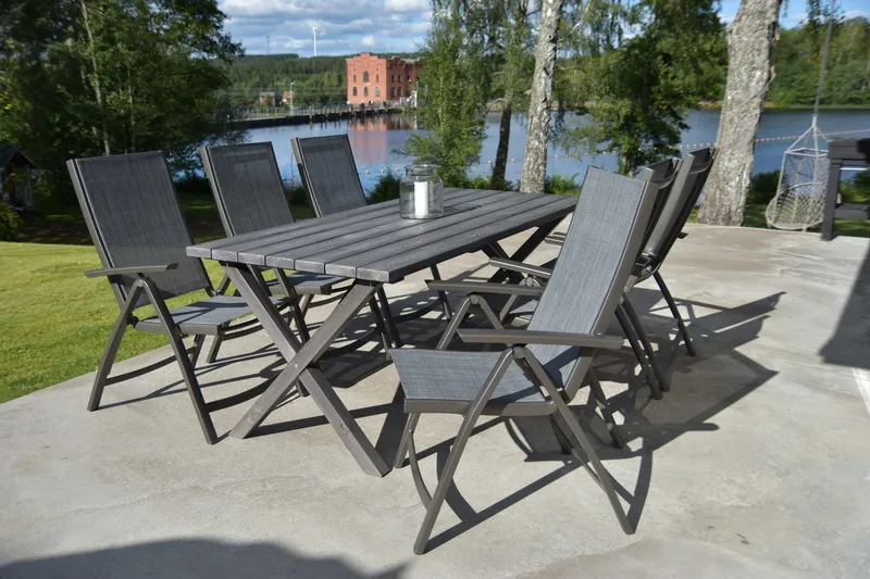 Scottsdale Matgrupp Utomhus 190 cm + 6 Solanum Utestolar, Grå