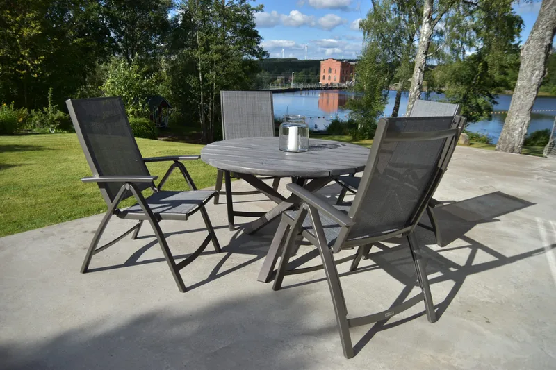 Scottsdale Matgrupp Utomhus Rund 112 cm + 4 Solanum Utestolar, Grå