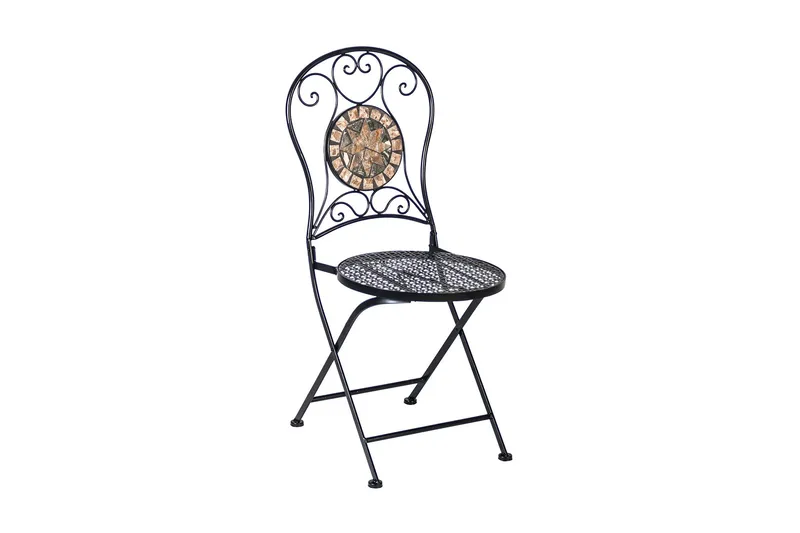 Set Mosaic Utebord Och 4 Utestolar Metallram Svart - Utemöbler - Utegrupp - Matgrupper utomhus