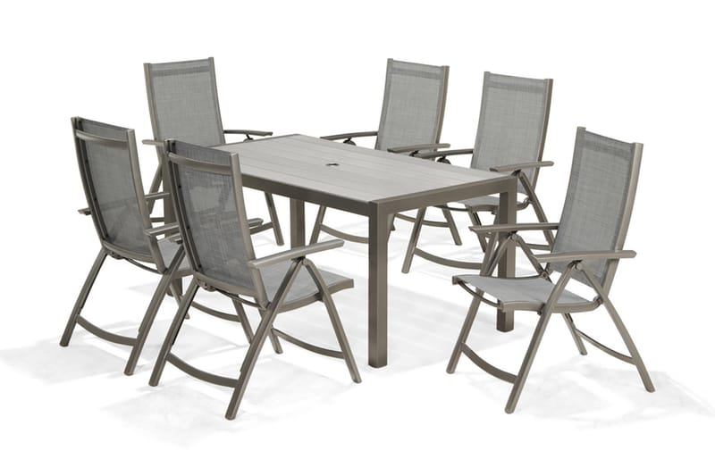 SOLANA Matbord 160 cm Grå + 6 Positionsstolar - Utemöbler - Utegrupp - Matgrupper utomhus