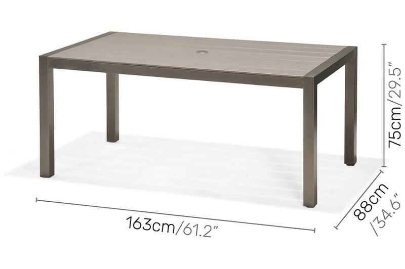 SOLANA Matbord 160 cm Grå + 6 Positionsstolar - Matgrupper utomhus