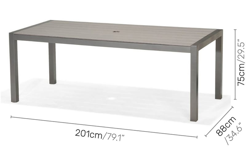 SOLANA Matbord 201 cm Grå + 8 Positionsstolar - Utemöbler - Utegrupp - Matgrupper utomhus