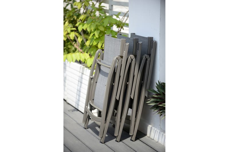 SOLANA Matbord 88 cm Grå + 4 Positionsstolar - Utemöbler - Utegrupp - Matgrupper utomhus