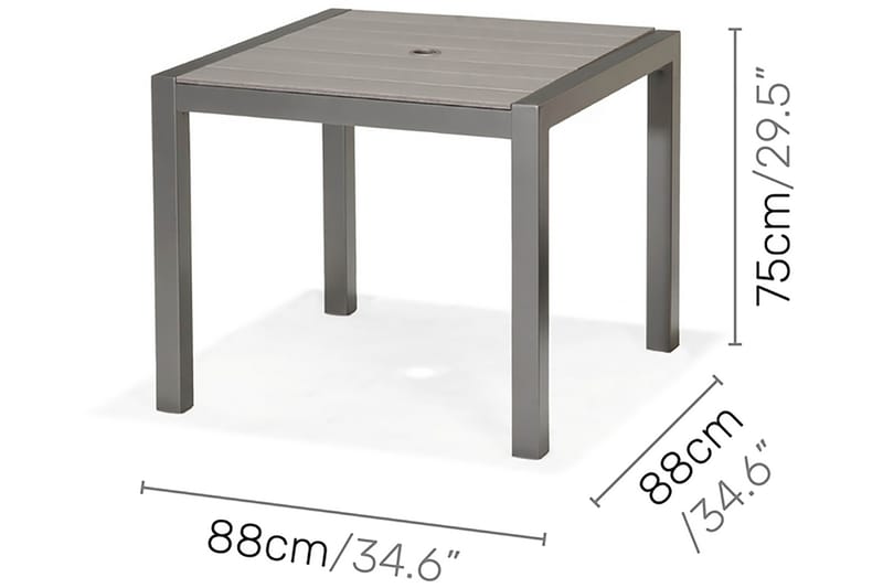 SOLANA Matbord 88 cm Grå + 4 Positionsstolar - Utemöbler - Utegrupp - Matgrupper utomhus