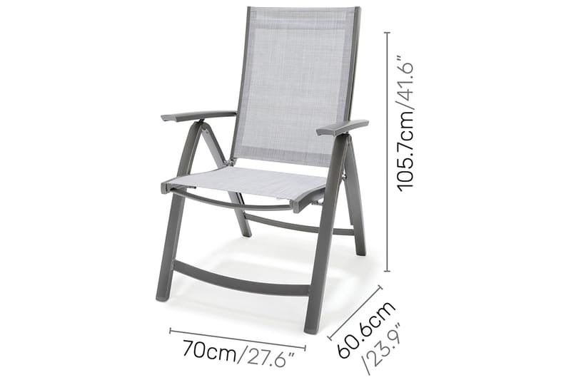 SOLANA Matbord 88 cm Grå + 4 Positionsstolar - Utemöbler - Utegrupp - Matgrupper utomhus